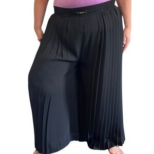 Cleo Wide Leg Pleated Dress Pants Women’s Size 14 | Black Accordion Style | GUC